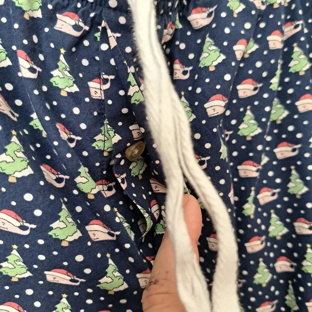 Vineyard Vines Logo with Santa Hat Christmas Cotton Lounge Pants Blue Men's Med - Picture 4 of 6